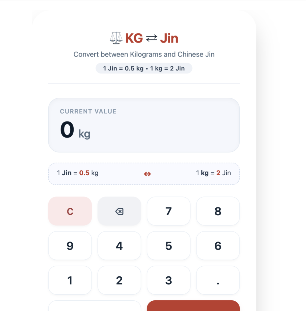 KG to Jin Weight Converter Calculator